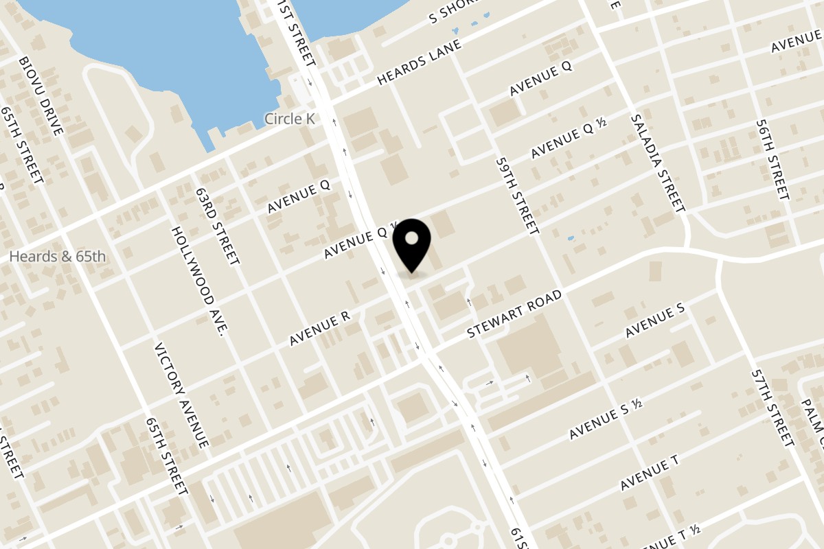 Map showing the location of Cajun Greek on 2226 61st St in Galveston