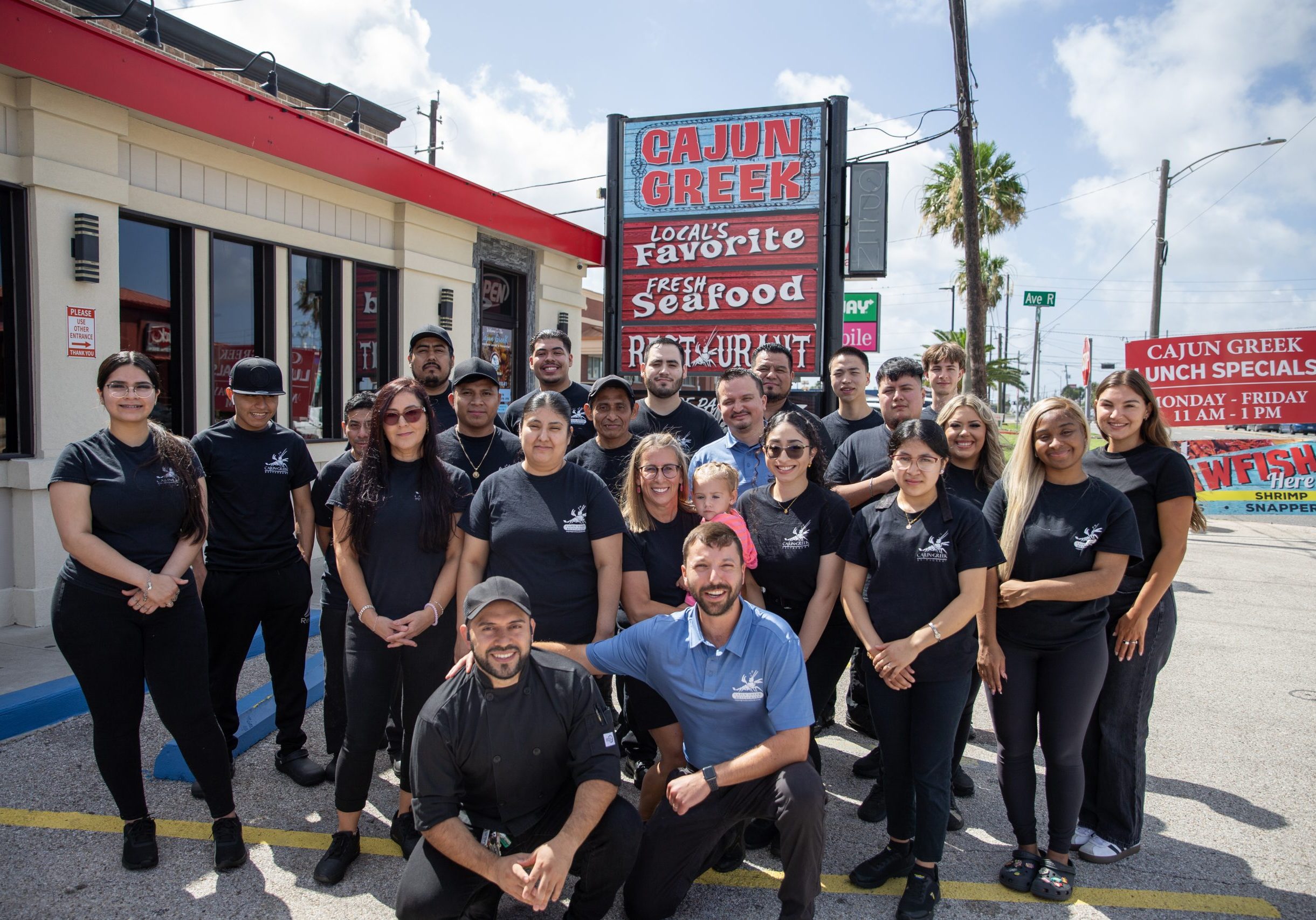 Cajun Greek Staff Cajun Greek staff team in Galveston Island restaurant