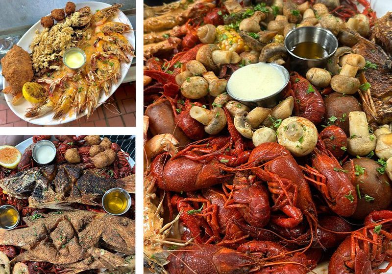 Dining in Galveston - Cajun Greek Seafood Cajun Greek’s famous customizable, B.O.I. seafood platters are perfect for sharing!
